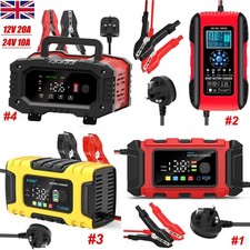 12V 24V Smart Car Battery Charger Automatic Pulse Repair Lead-Acid Lifepo4 AGM