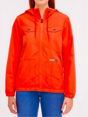VOLCOM Enemy Lines Windbreaker Jacket red orange hooded Small