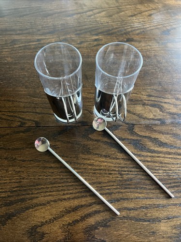 Cuisinox Irish Coffee Stainless/Steel Glass Set Of 2 W/2 S/S Straw Spoon Stirrer - Picture 1 of 6