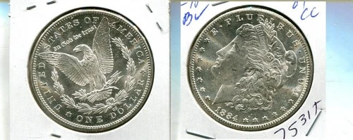 1884 CC MORGAN SILVER DOLLAR CH BU 7531T