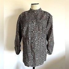 CHICO  S Beige Brown  Black Leopard Animal Print Jacket Blazer Coat Size 3 NWOT