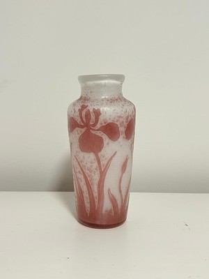 Signierte Cameo Glas Vase  Benson    Handgeätzt Floral  Studio Art Glass   20 cm