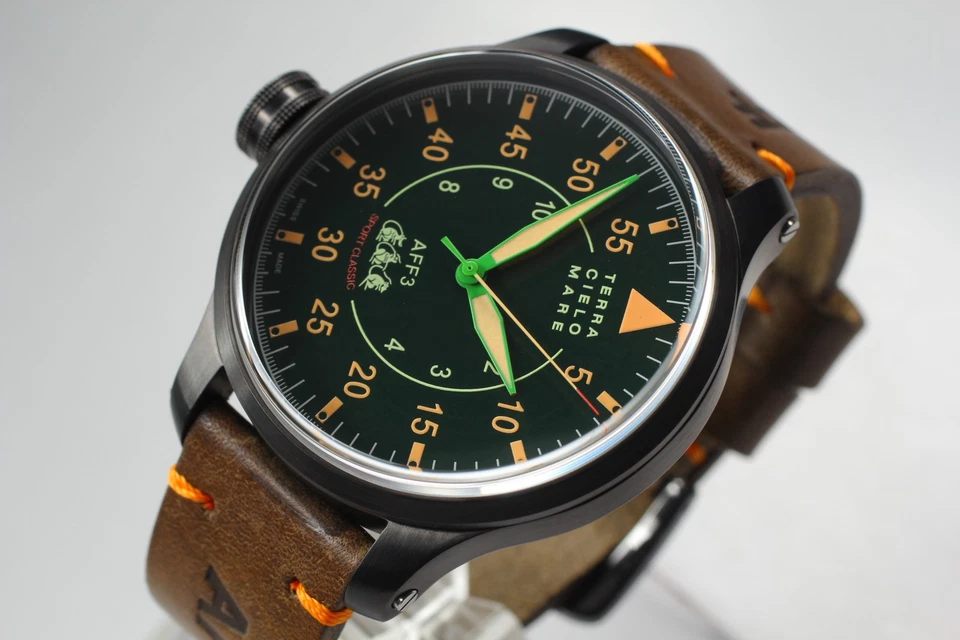 Черные автоматические спортивные классические часы Terra Ciello Mare AFF3 TC7064-SC-1 47 мм из нержавеющей стали - Изображение 4 из 4