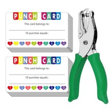 200 PCS Punch Cards, Incentive Card with Handheld With hole puncher, Heart