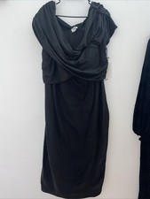 Unique Vintage Black Dress Cowl Neck Draped Top Little Black Dress Size 4x NWT