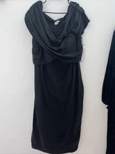 Unique Vintage Black Dress Cowl Neck Draped Top Little Black Dress Size 4x NWT