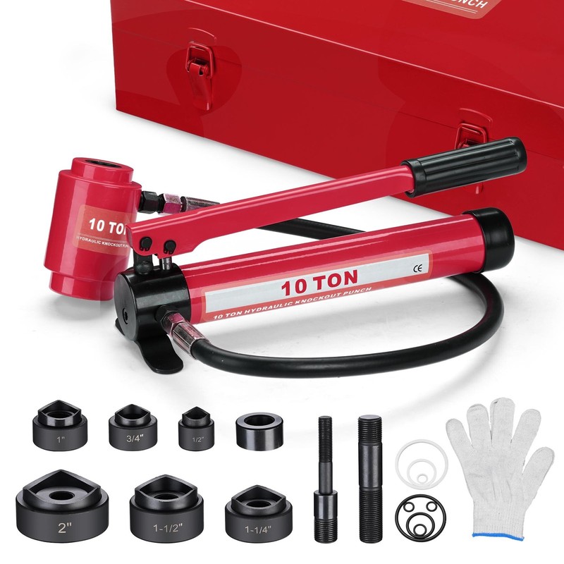Yessources 1/2" - 2" Hydraulic Knockout Punch Set Conduit Hole Punch Driver Kit