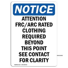 Attention Frc Arc Rated Clothing OSHA Notice Sign Metal Plastic Decal