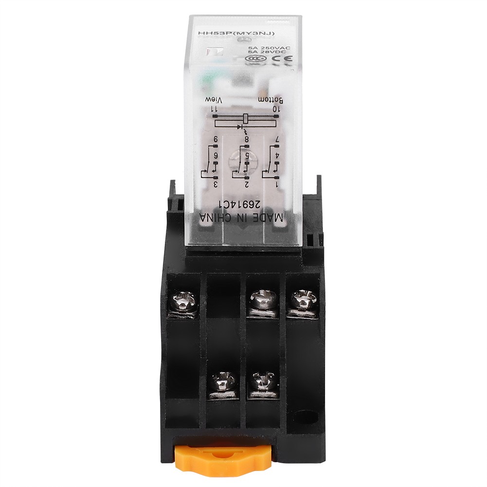 HH53P(MY3NJ) Small Intermediate Electromagnetic Relay With Base 24VDC 220VAC 11