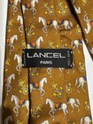 LANCEL Paris Tie Mens Brown 100% Silk Necktie 59” X 3.75” Horses Anchors VTG — photo 1
