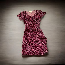 Michael Kors MK Designer Black Pink Short Dress Jewels Gems Print Size Small
