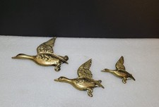 Vintage Brass Wall Hanging Ducks / Geese - Small Trio - Duck / Goose - Small 
