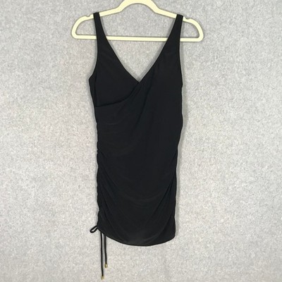 Beyond Control One Piece Swimsuit Sz 12 Swim Dress Ruched Draped Fluid Sculpting
