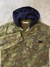 Zara Kids Shirt Jacket Youth 13-14 Yrs Green Camo Hooded Button Front Army