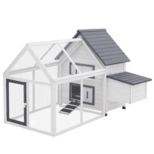65" Wood Backyard Chicken Coop Poultry House w/ Nesting Box/Ramp/Run
