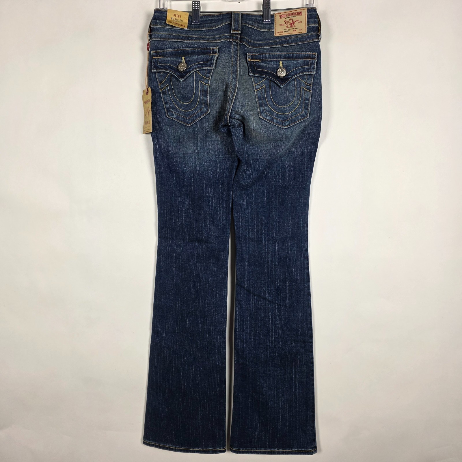 True Religion Becky Bootcut Mid Rise Flap NWT Womens Size 27 Blue Denim Jeans thumbnail 2