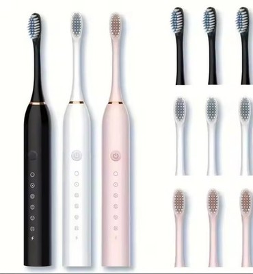 X-3 Sonic Electric Toothbrush with 3 Replacement Heads USB Rechargeable