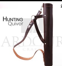 Genuine Cowhide Leather Back Arrow Quiver Traditional Handmade Quiver for Arrows