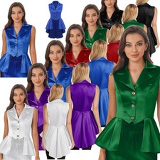 Womens Steampunk Jacket Tops Coats Victorian Vamp Costumes Turn-down Waistcoat