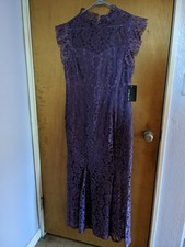 En Focus Studio NWT Purple Lace Cut Out Mermaid Maxi Wedding Guest Dress Size 12