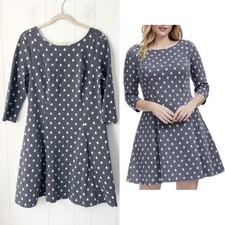 MODCLOTH Mini Dress Women Sz XL Gray Star Print 3/4 Sleeve A-Line Sheath Pleated