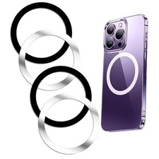 Magnetic Wireless Charger Metal Rings with 3M 4 Metal Ring Black Sliver