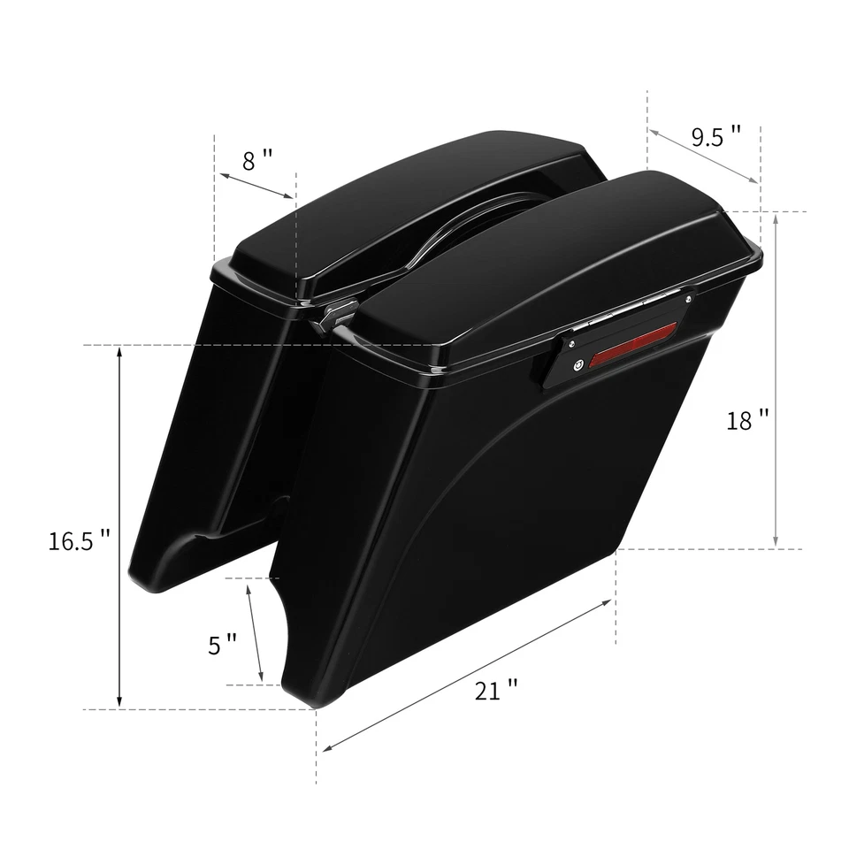 5"Stretched Hard Saddlebags Fit For Harley Touring Electra Road Glide 1993-2013 - Изображение 3 из 4