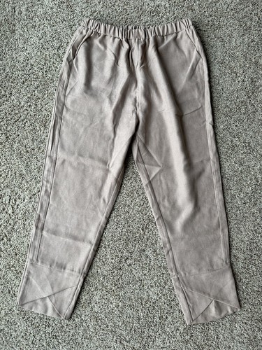 NEW Pants Women's Size XL Khaki Elastic Waist Casual Preppy Unique Cuff - Picture 2 of 5