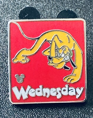 Disney Pin Pluto Days of the Week ''Wednesday'' Hidden Mickey Lanyard Trading Pin