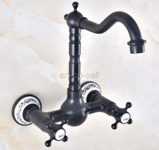 Black Oil Rubbed Brass Kitchen Faucet Bathroom Sink Mixer Tap Wall Mount anf474