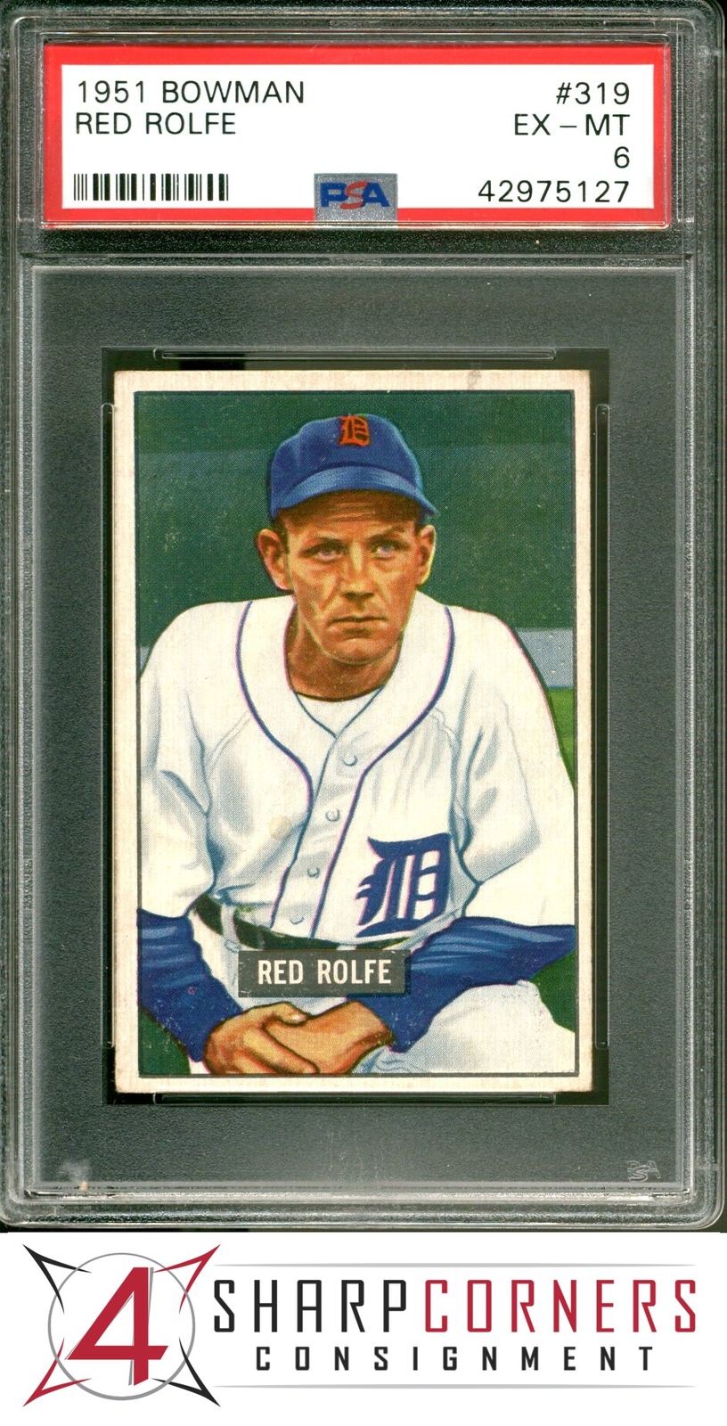 1951 BOWMAN #319 RED ROLFE PSA 6