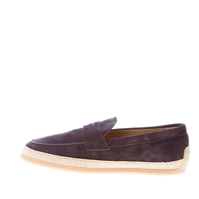 TOD'S scarpe uomo Mocassino in camoscio blu galassia con mascherina e rafia