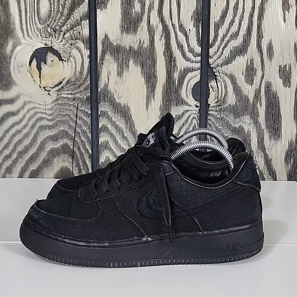 Nike Air Force 1 Low Stussy 'Triple Black' Mens Size 8 Sneakers CZ9084-001