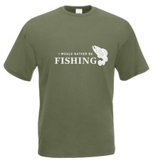 I would rather be Fishing - mens Slogan T shirt,  black - white - grey - Green 