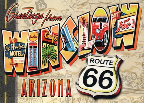 Greetings from Winslow, Arizona, Route 66, Large Letter, Road -- Modern Postcard - 第 1/2 張圖片