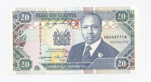 1993 - Central Bank of Kenya ~  20 Shillings  Bank Notes - Picture 1 of 2