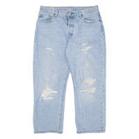 LEVI'S 501 BIG E Jeans Distressed Womens Blue Straight Stone Wash W32 L25