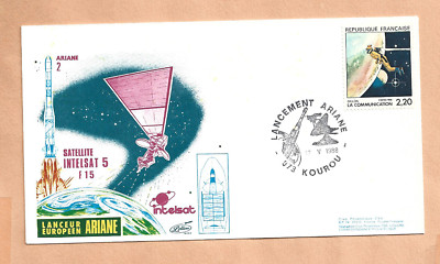 ARIANE 2 INTELSAT 5 SAT LAUNCH 1988 KOUROU  LOLLINI NICE FRENCH SPACE COVER
