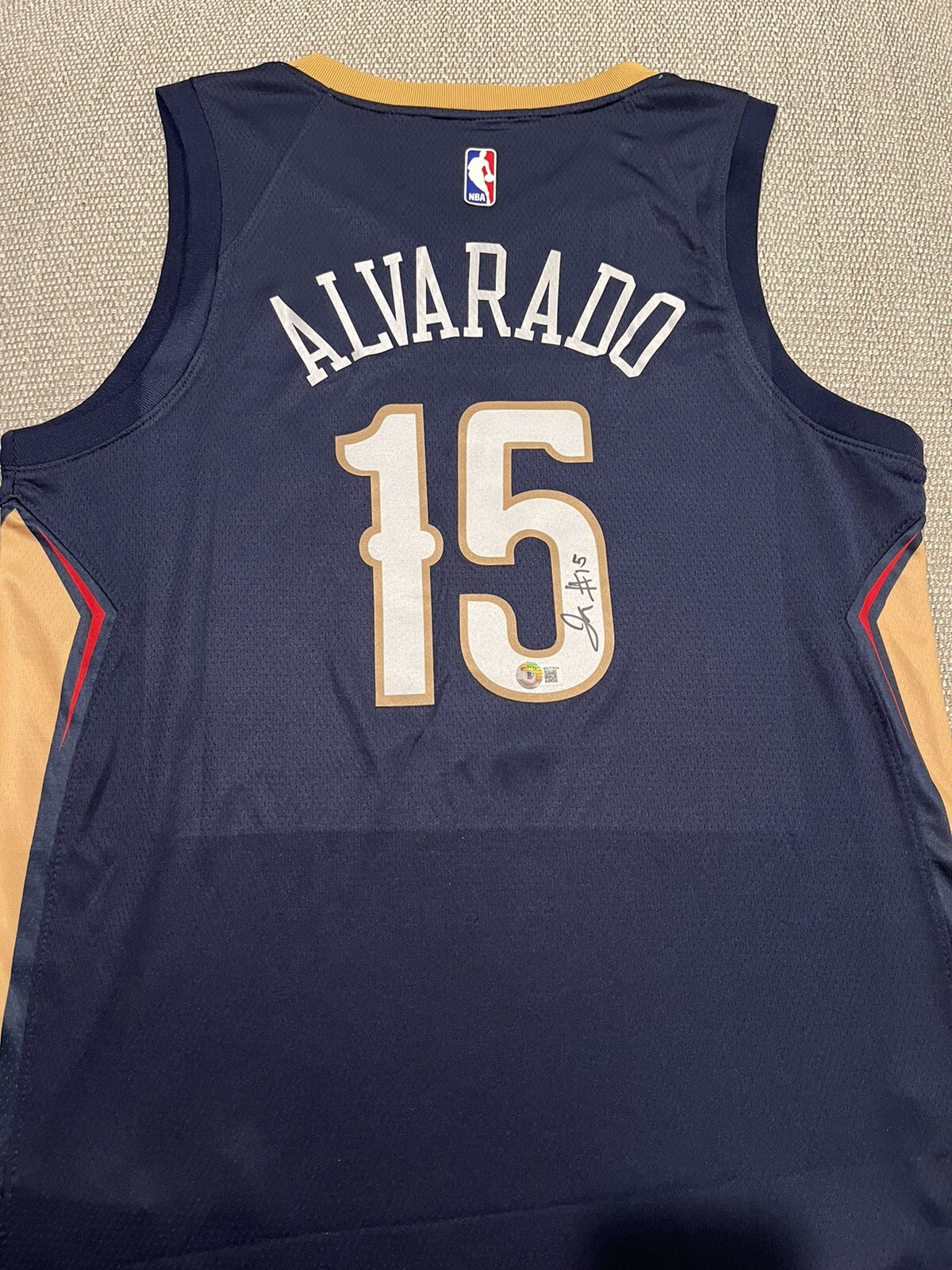 BECKETT COA JOSE ALVARADO Autographed Signed New Orleans Pelicans Jersey #15 