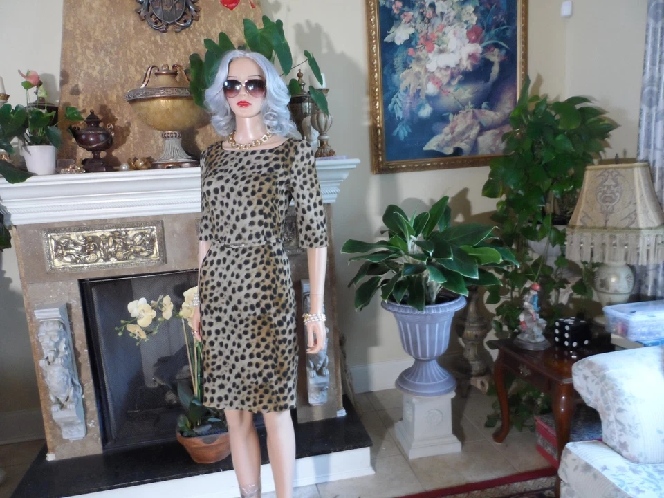 Vestido Vaina Blumarine Marrón Estampado Multi Leopardo Cinturón Talla IT 40 - US 4 Foto 2 de 4