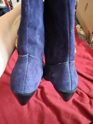 Navy Blue Colored Jeweled Suede Boots-Brand New, size 8.5M - Picture 5 of 13