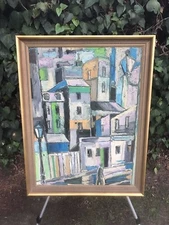 TIBOR JANKAY Original ABSTRACT MODERN CUBISM EXPRESSIONIST 1960s OIL ON CANVAS