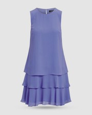 $127 Ralph Lauren Women's Purple Crepe Shift Tiered Hem Dress Size 4