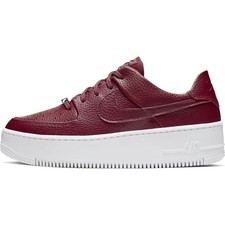 burgundy and white air forces