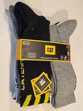 CATERPILLAR Mens Crew Socks Mid-Weight Boot Cushion 6 Pack Shoe Size 8-12