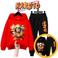 KIDS BOYS NARUTO, KAKASHI HARAJUKU ANIME HOODIE SET Flannel  2PC Clothes Outfit