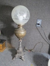 Antique Victorian Banquet Lamp Cherb design C...