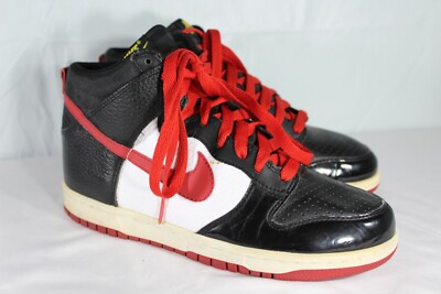 Nike Dunk High Black White Red High Top Shoes 317982-061 Men s Size 6US 