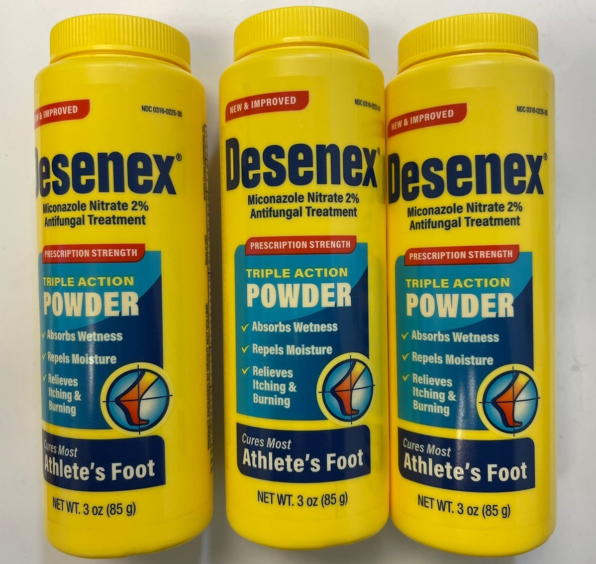 3 X Desenex 2 Miconazole Nitrate Athlete's Foot Shake Powder 3oz Each