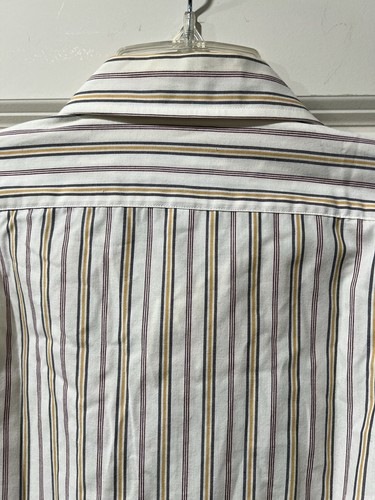 Vtg Sears Roebuck Co Shirt Mens 16 34/35 White Striped Button Down Dress Shirt - Picture 9 of 9